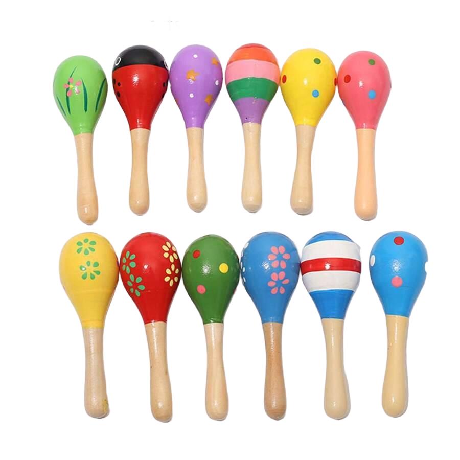 DREWNIANE KOLOROWE GRZECHOTKI 4-PACK