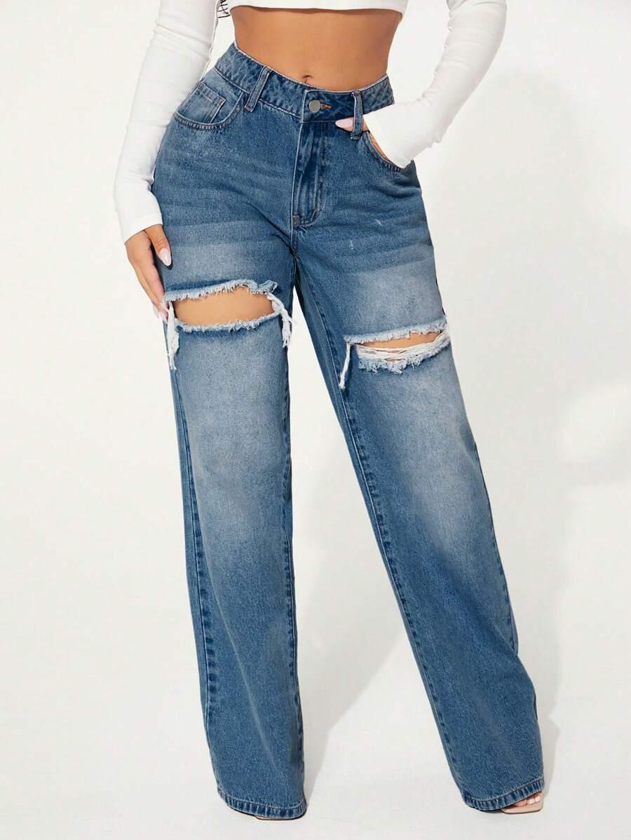 niebieskie spodnie jeans 