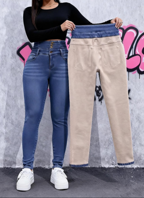 ocieplane spodnie jeans