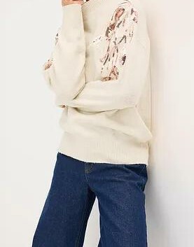 SWETER DAMSKI OVERSIZE STÓJKA CEKINY