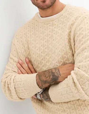 SWETER BEŻOWY MĘSKI WKŁADANY PRZEZ GŁOWĘ