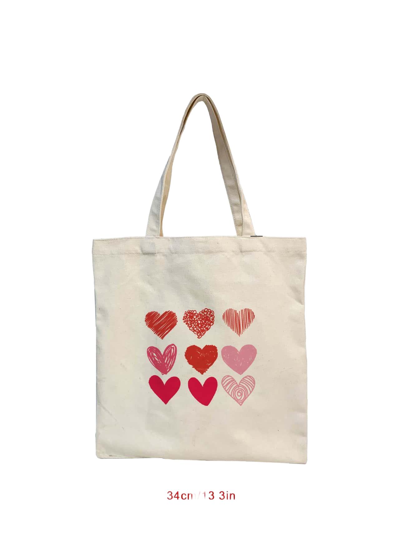 torebka shopper wzór serca
