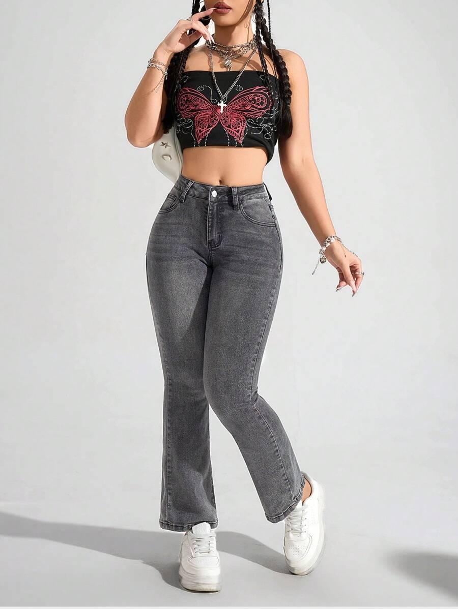 SZARE SPODNIE JEANS