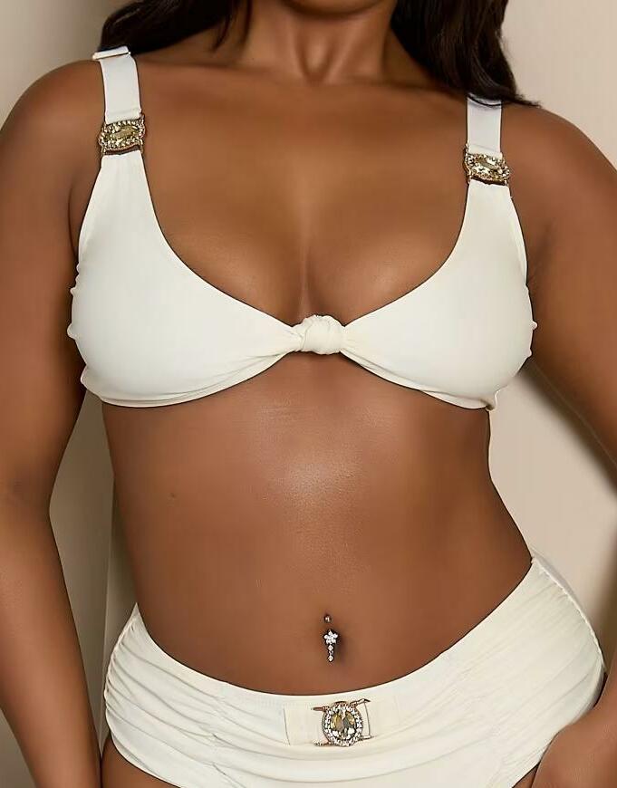 KREMOWA GÓRA OD BIKINI ZDOBIENIE