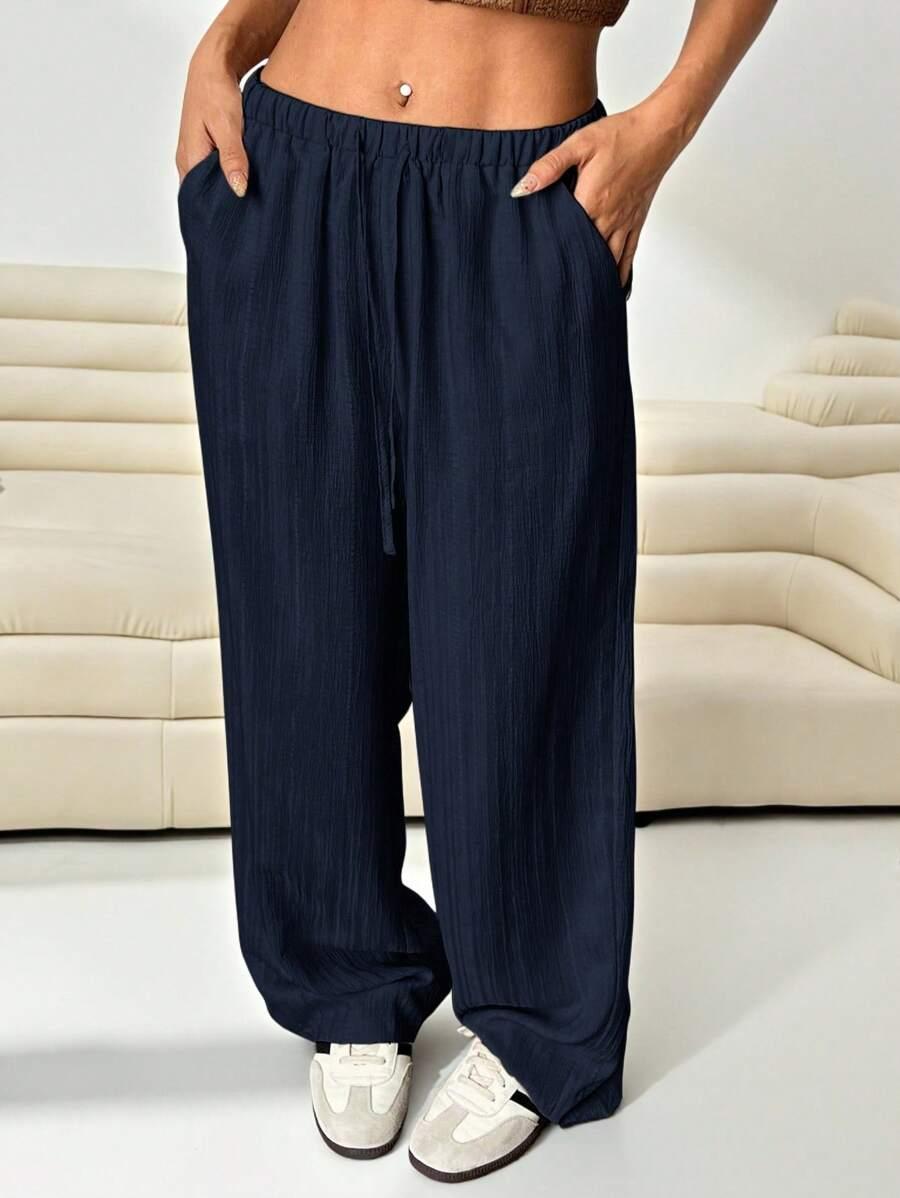 GRANATOWE SPODNIE CASUAL