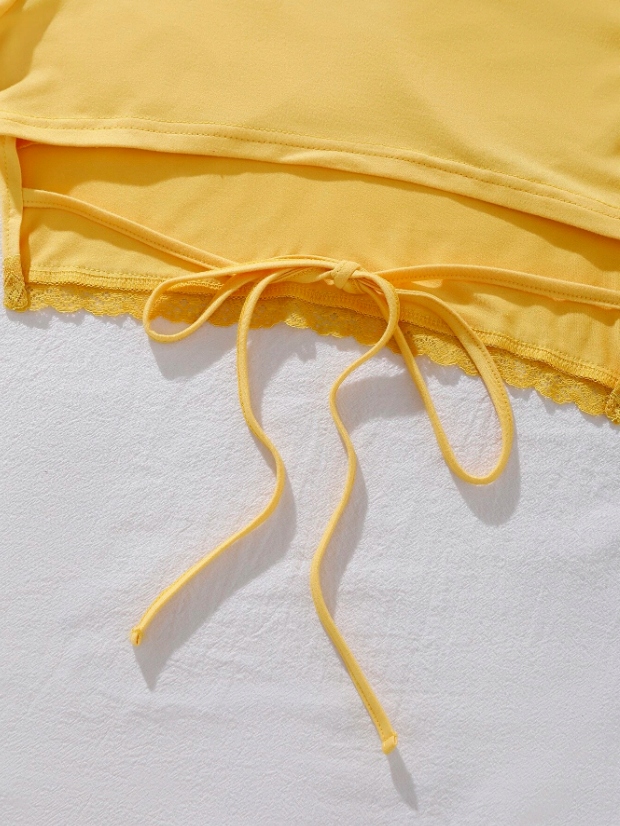 ŻÓŁTY TOP V-NECK