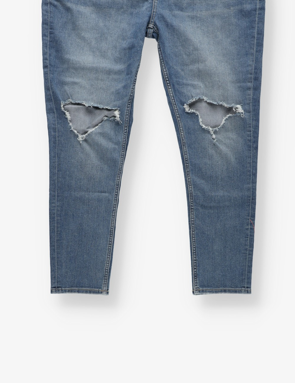 niebieskie spodnie ripped jeans dziury