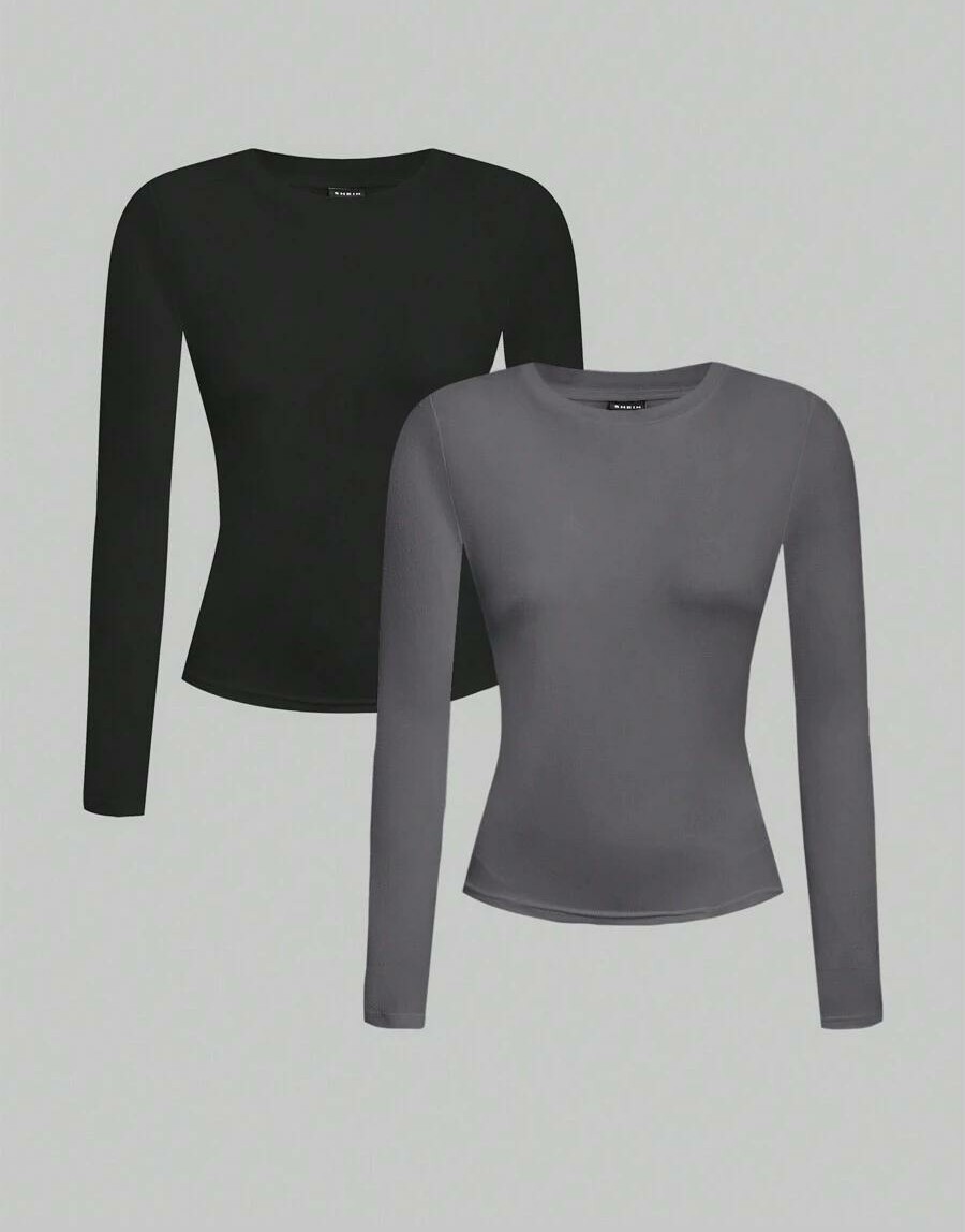 bluzka długi rękaw basic 2-pack