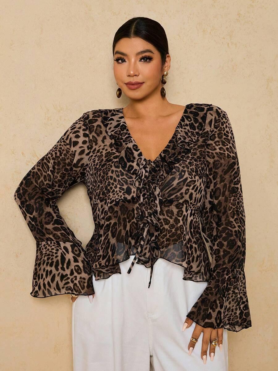 BLUZKA Z DŁUGIM RĘKAWEM ANIMAL PRINT