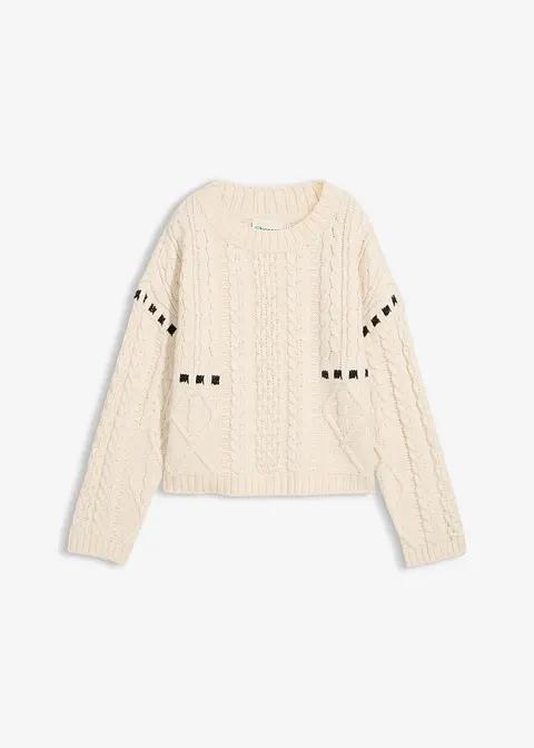 GRUBY SWETER z warkoczami