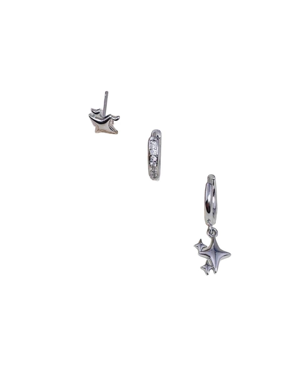 srebrne kolczyki 3-pack