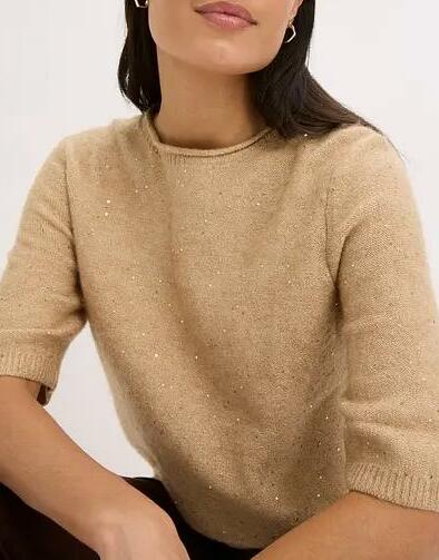 SWETER CEKINOWY Z KRÓTKIM RĘKAWEM 