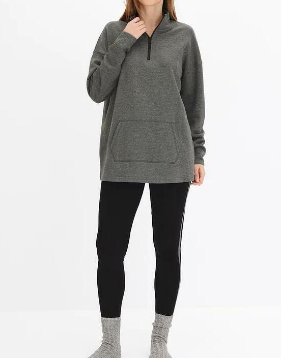 SZARA LUŹNA BLUZA Z ZAMKIEM 