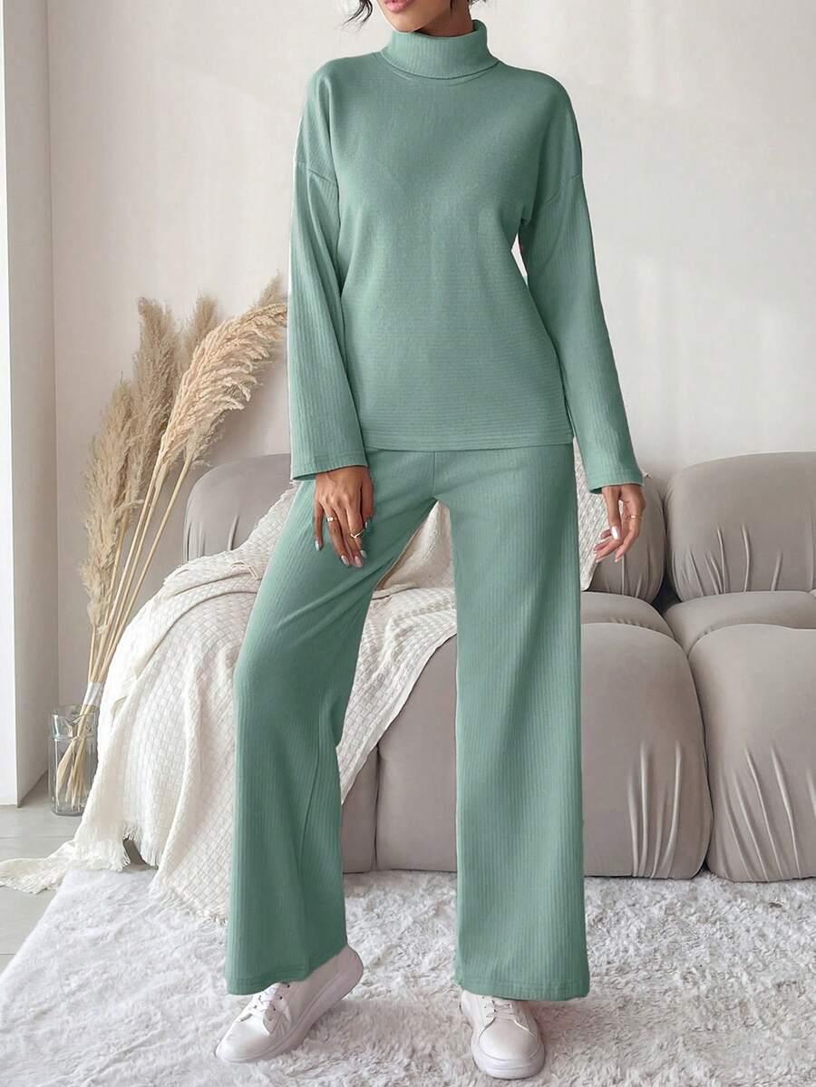 komplet sweter spodnie dzianina