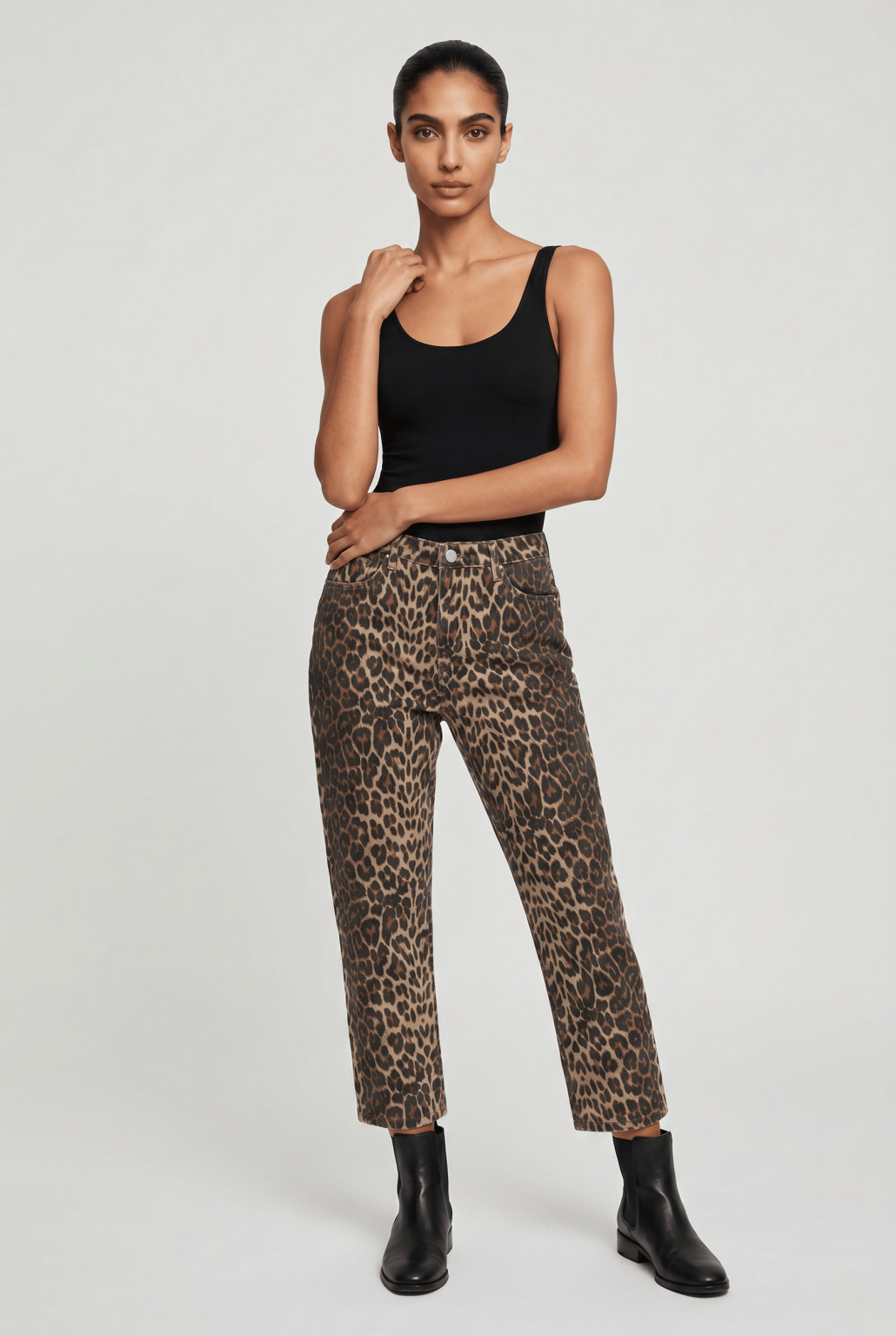 spodnie jeans animal print