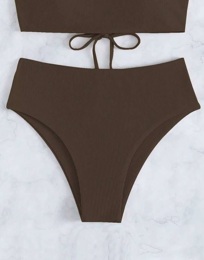 BRĄZOWY DÓŁ OD BIKINI PRĄŻKI