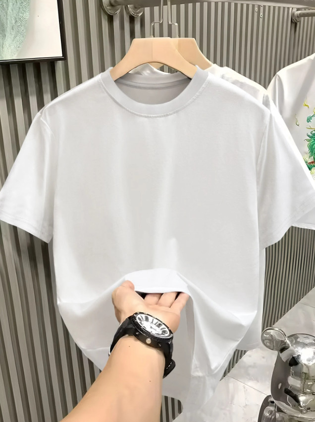 biały t-shirt okrągły dekolt