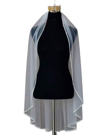 biały welon zdobienie 