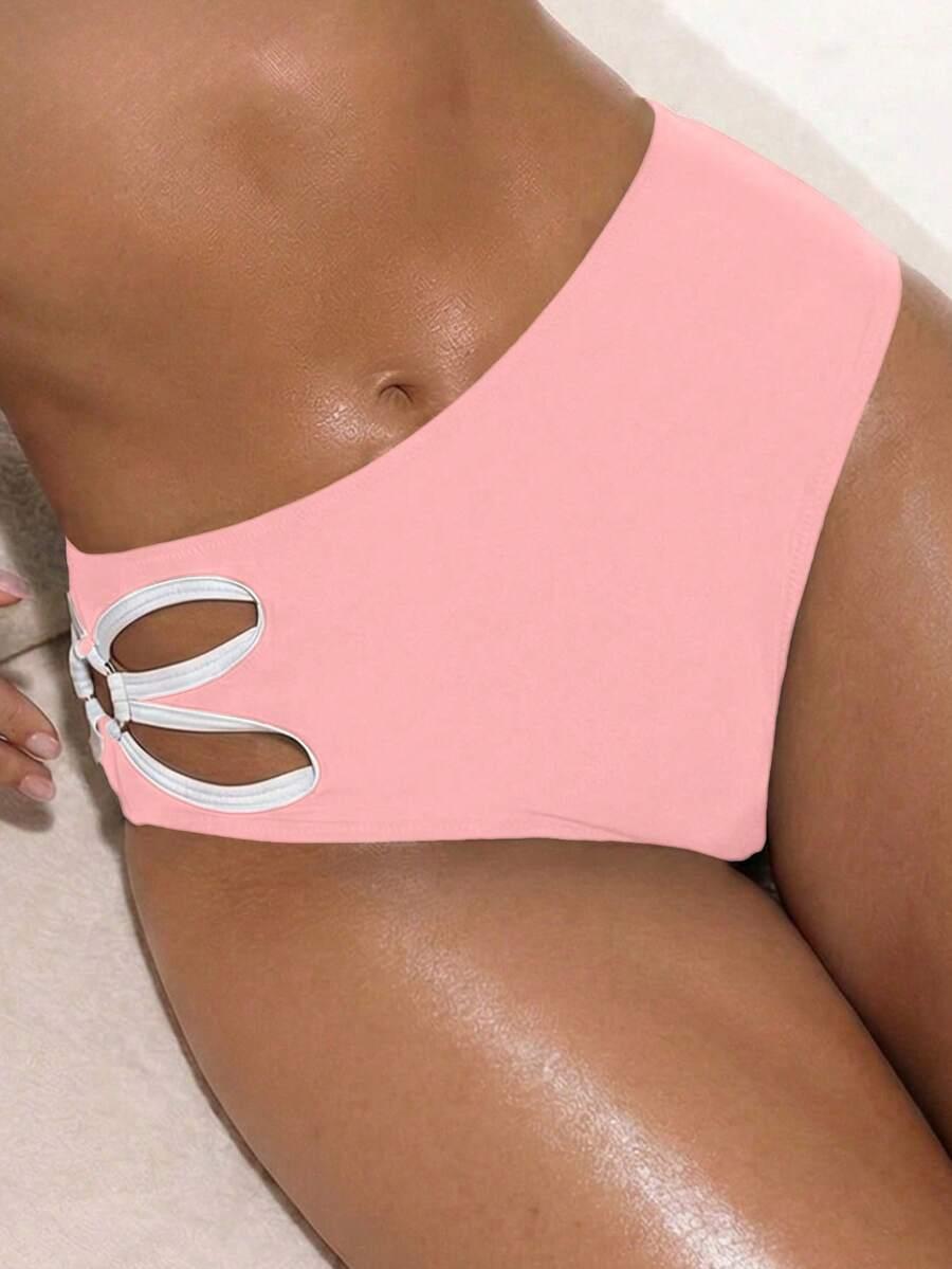 różowy DÓŁ OD BIKINI WYSOKI STAN
