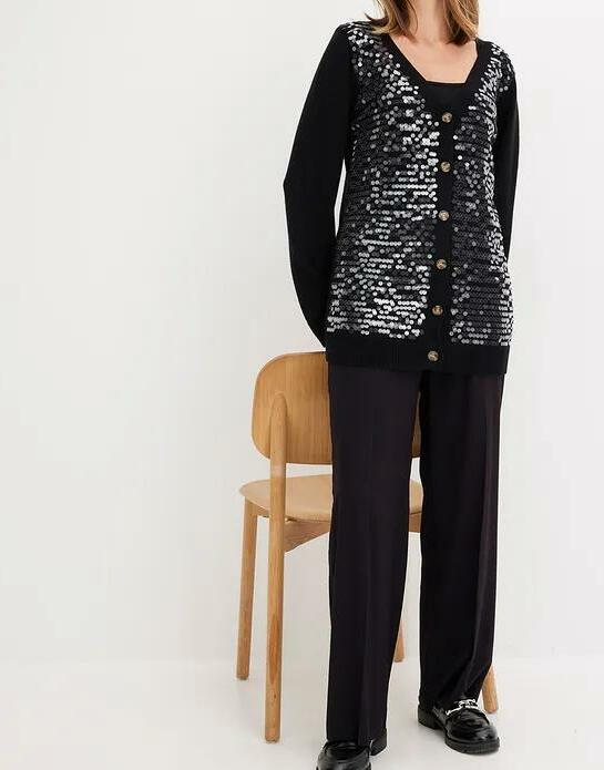 SWETER ROZPINANY Z CEKINAMI