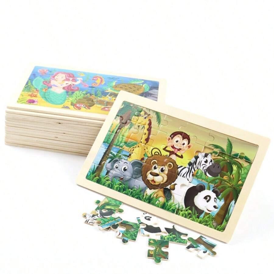 drewniane puzzle zwierzęta