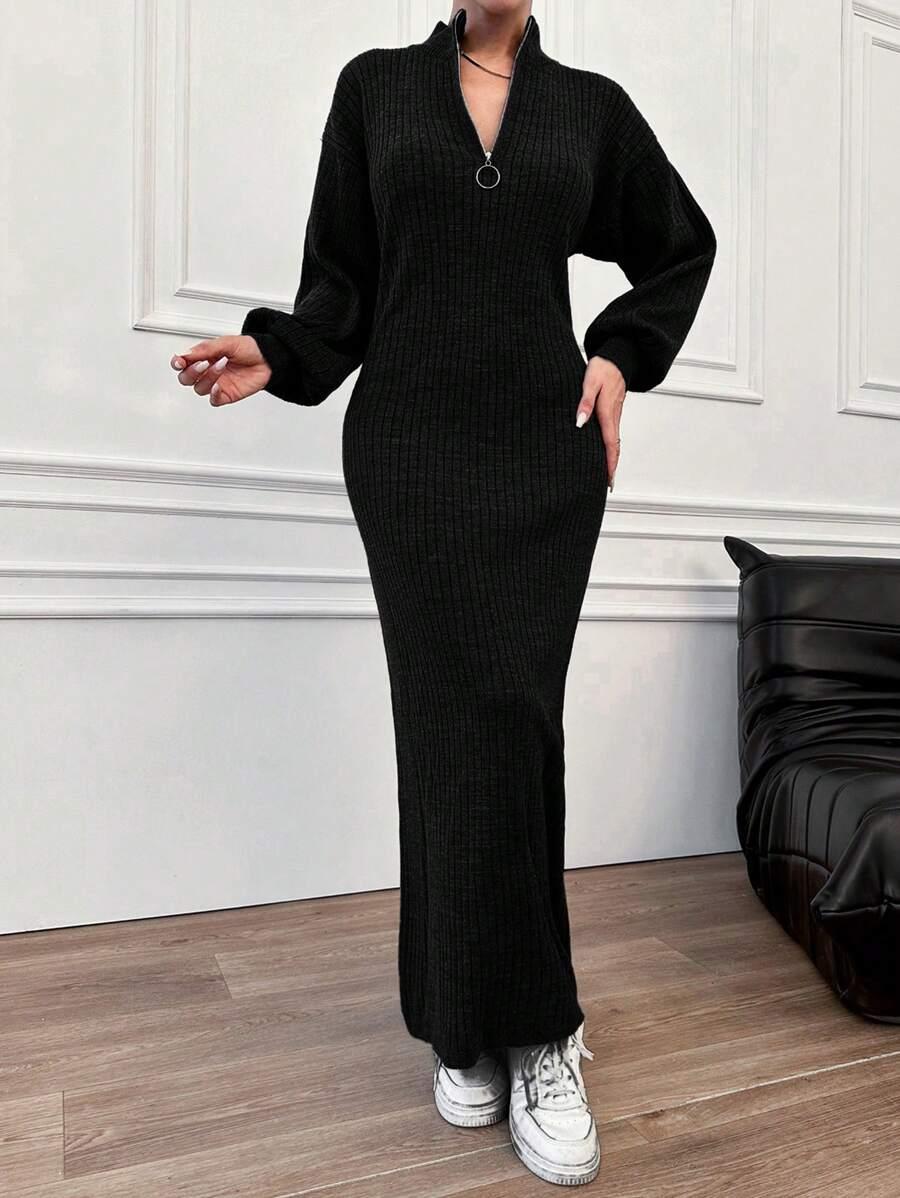 CZARNA MAXI SUKIENKA dzianina