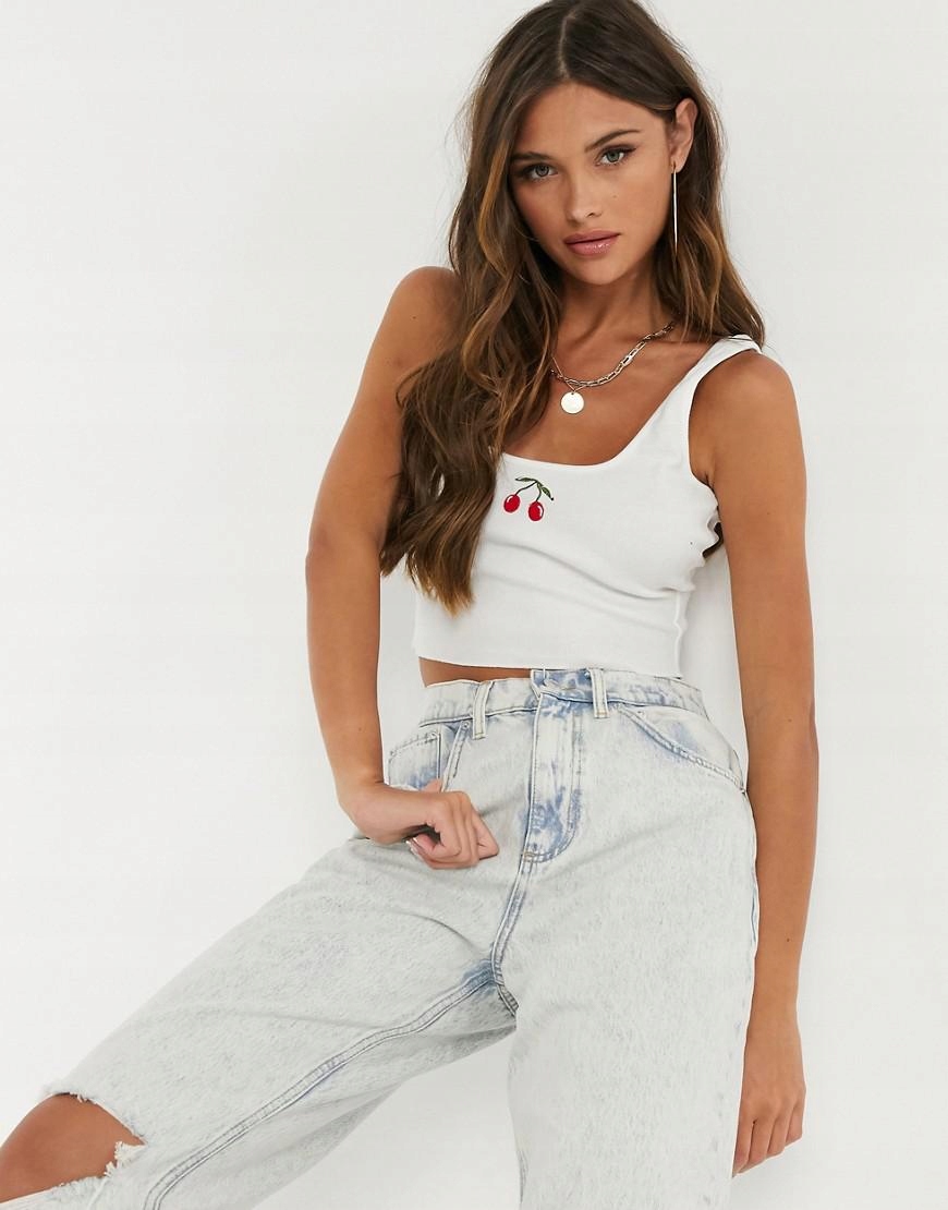 crop top haft wisienki 