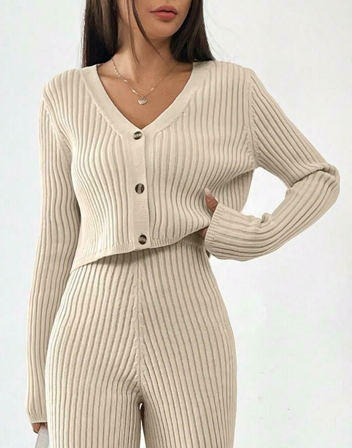 beżowy SWETER PRĄŻKI