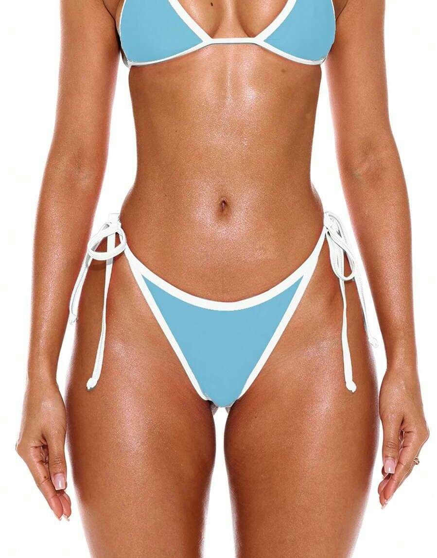 niebieski dół od bikini kontrast wiązanie 