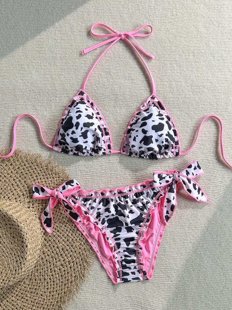 dwuczęściowy strój kąpielowy animal print