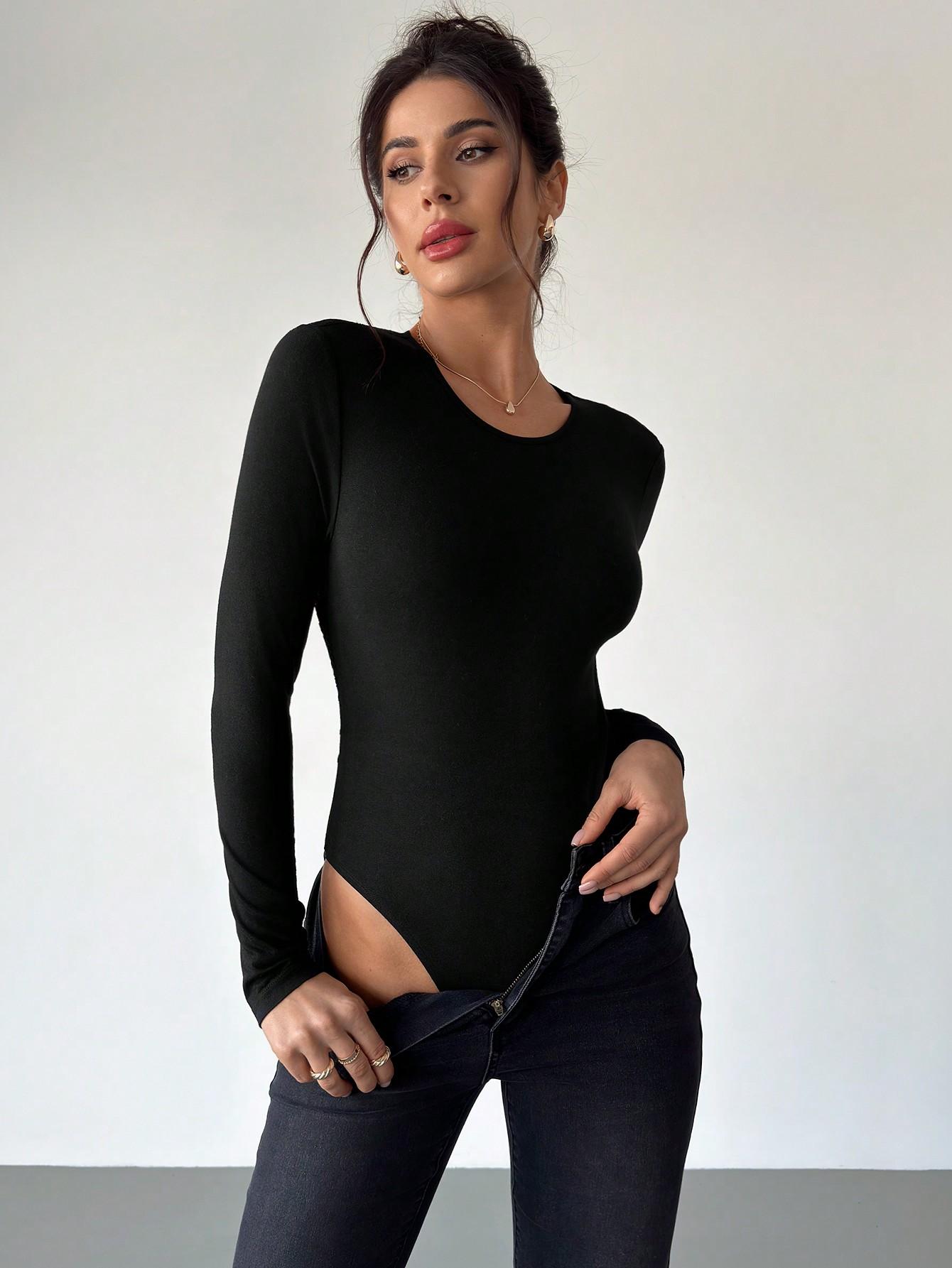 CZARNE BODY KORONKA ODKRYTE PLECY