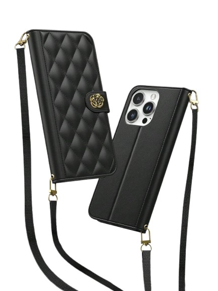 CZARNE ETUI NA TELEFON PASEK IPHONE 13 PRO MAX