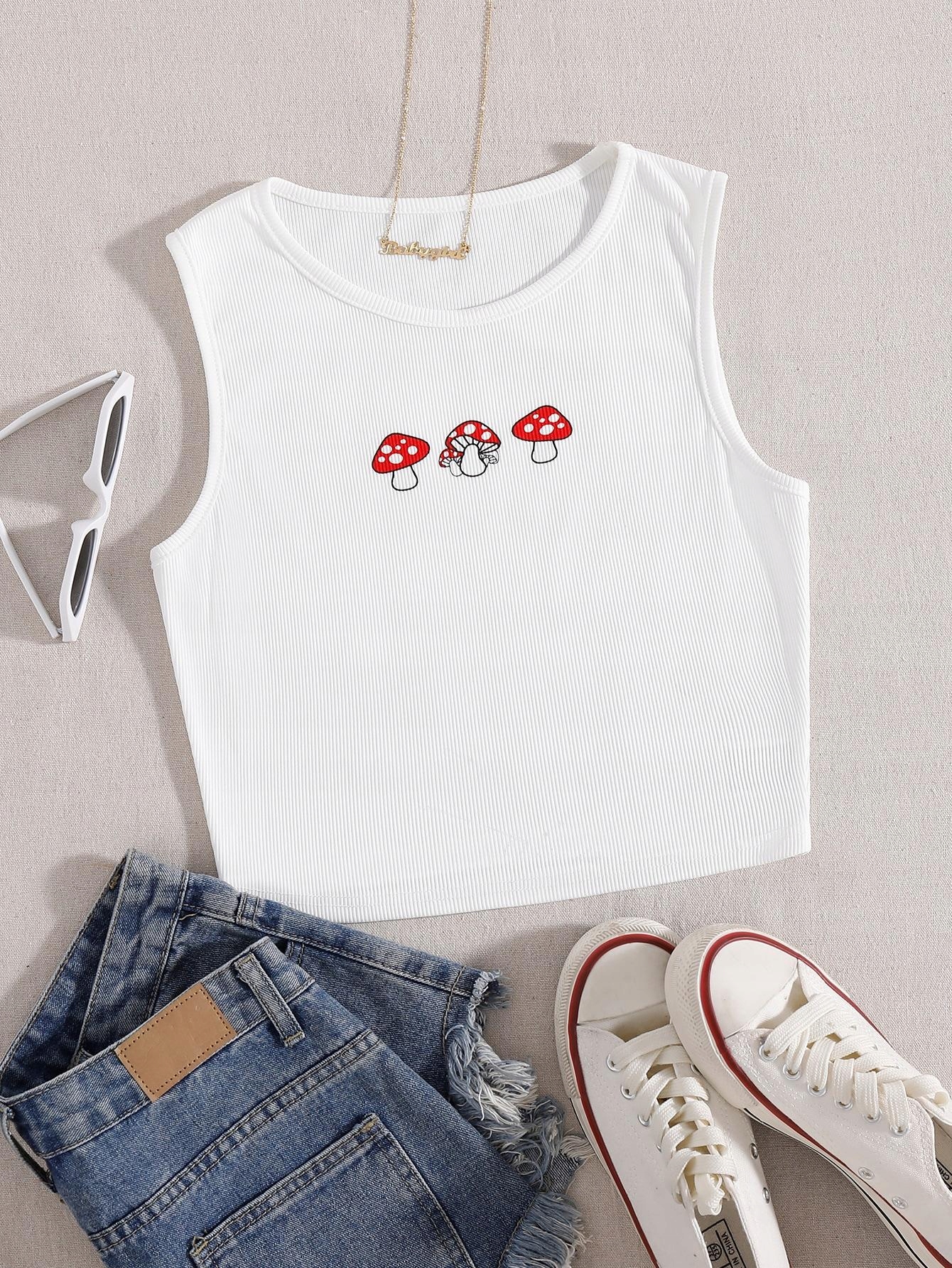 biały top print 