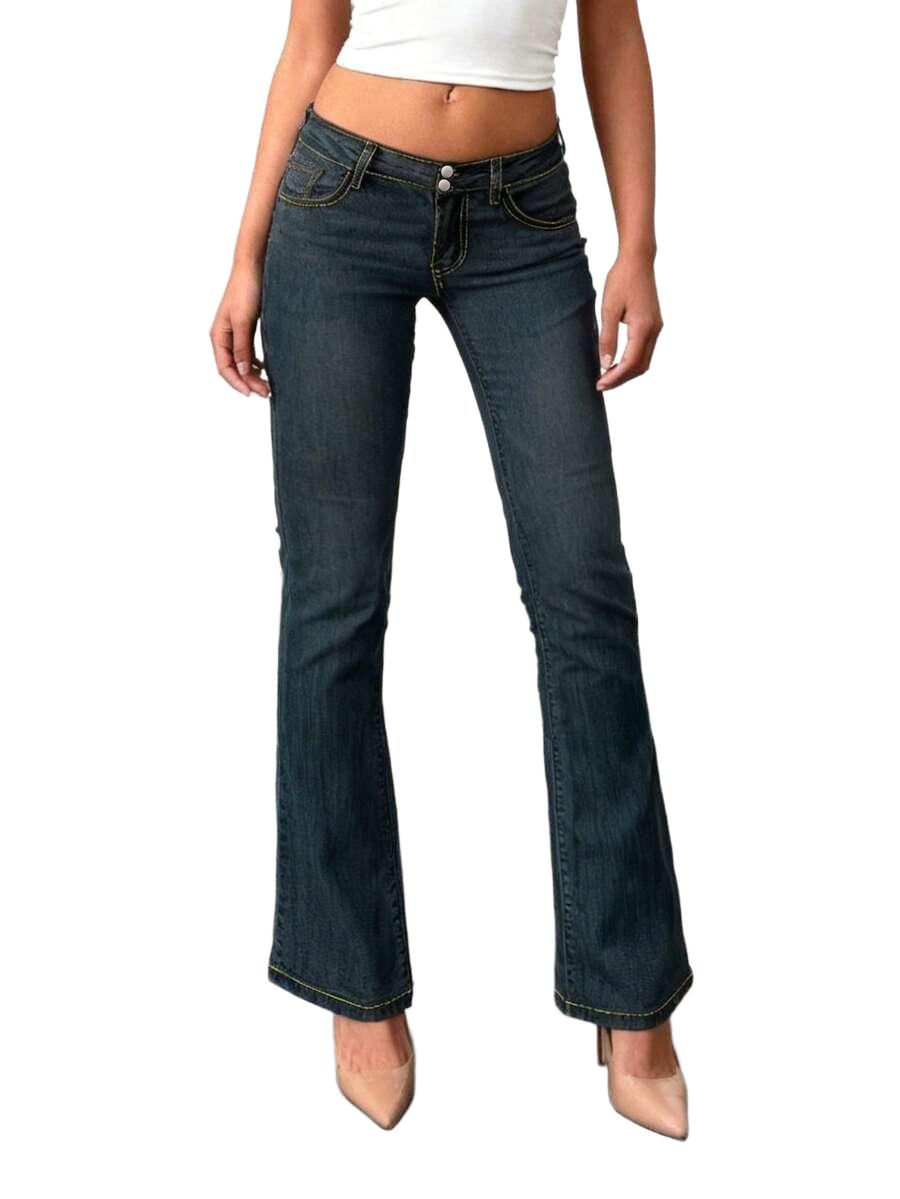 GRANATOWE SPODNIE JEANS
