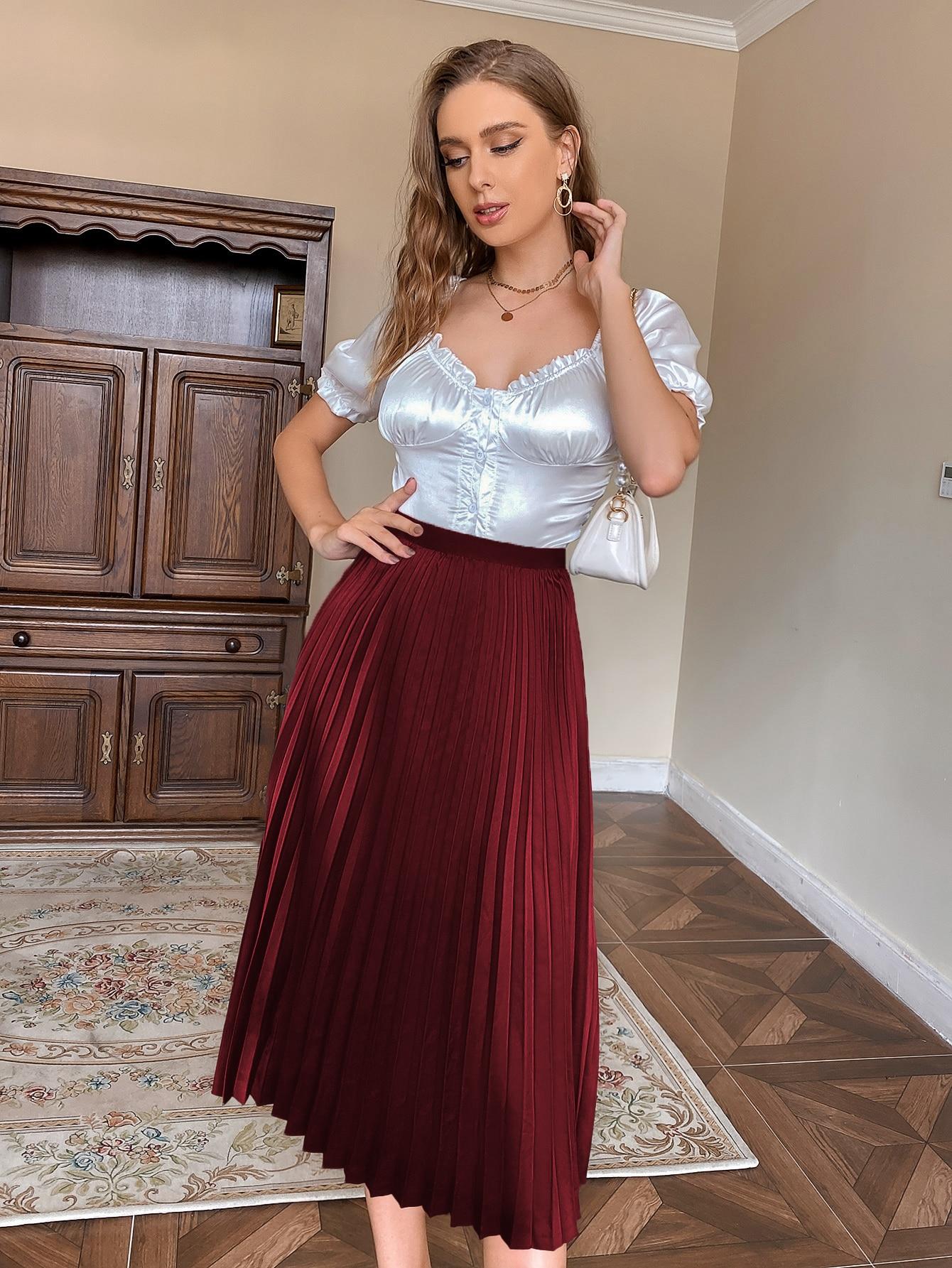 czerwona SPÓDNICA PLISOWANA 