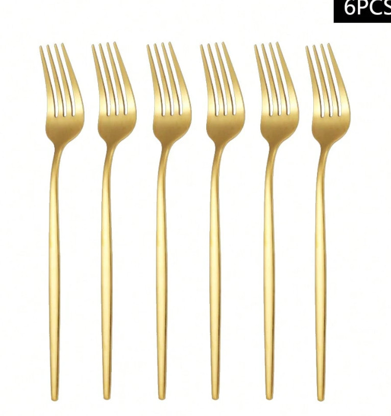złote widelce 6szt