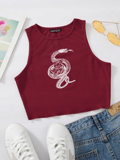 czerwony top print 