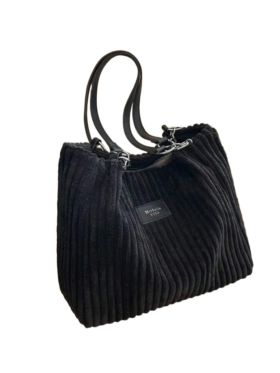 czarna torebka zip napisy