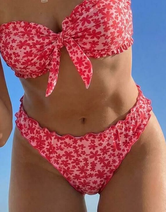dół od bikini wzór kwiaty