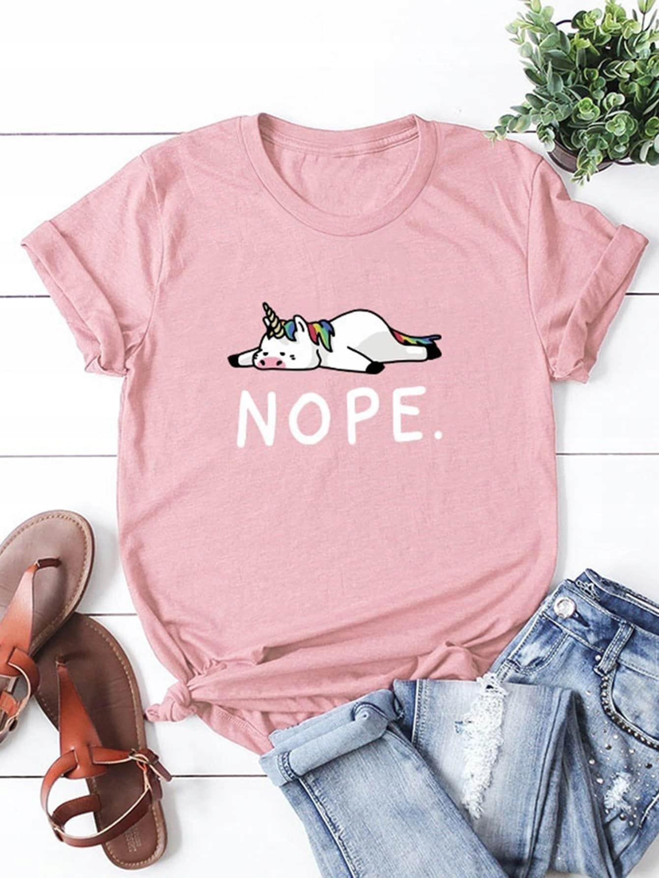 RÓŻOWY T-SHIRT NADRUK 
