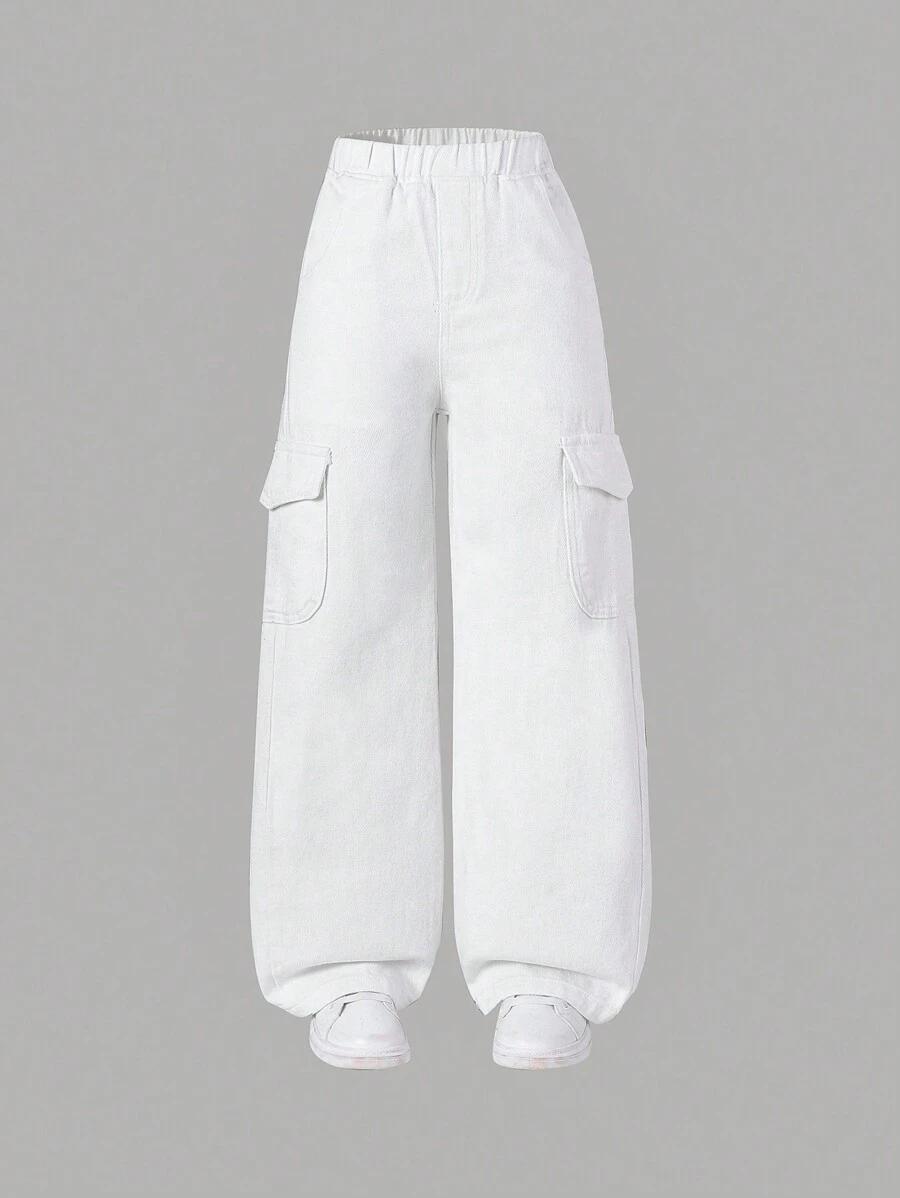 białe spodnie jeans kieszenie
