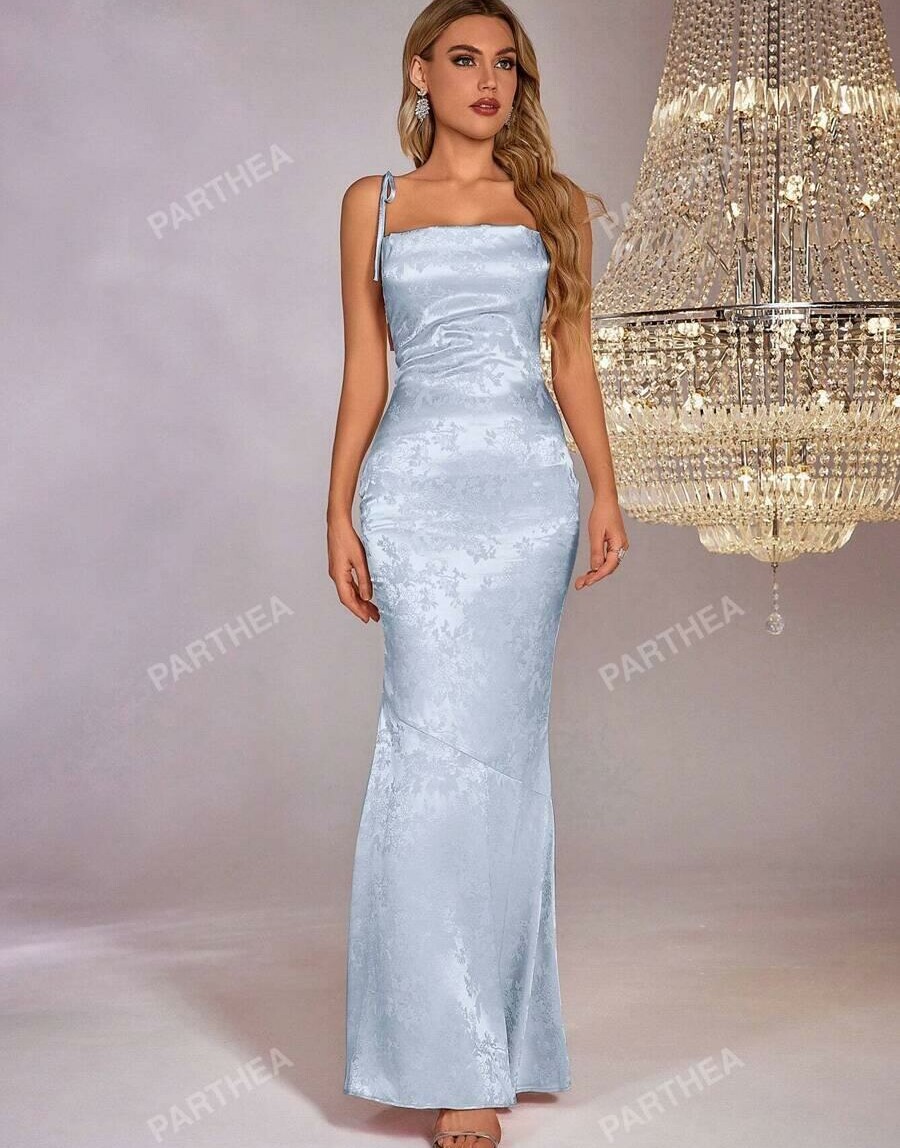 NIEBIESKA SATYNOWA MAXI SUKIENKA KWIATY