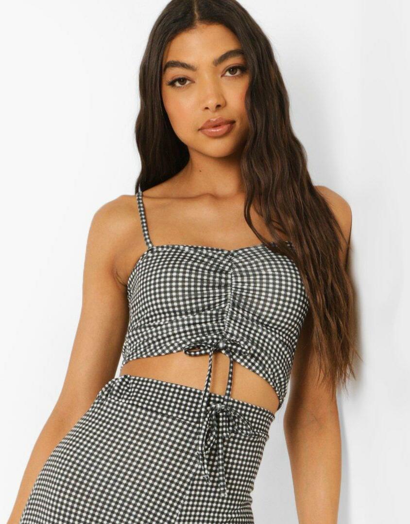 crop top na ramiączkach kratka