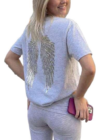 T-SHIRT Z APLIKACJĄ Z CEKIN 