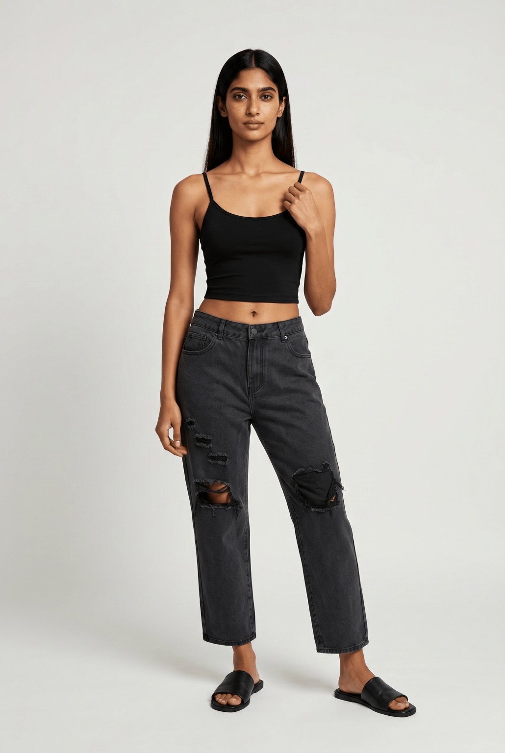 spodnie mom jeans dziury