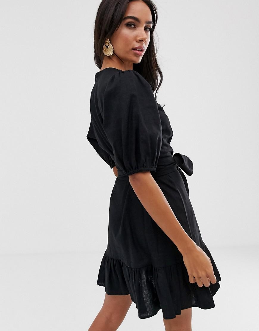 LNIANA MINI SUKIENKA V NECK FALBANA 