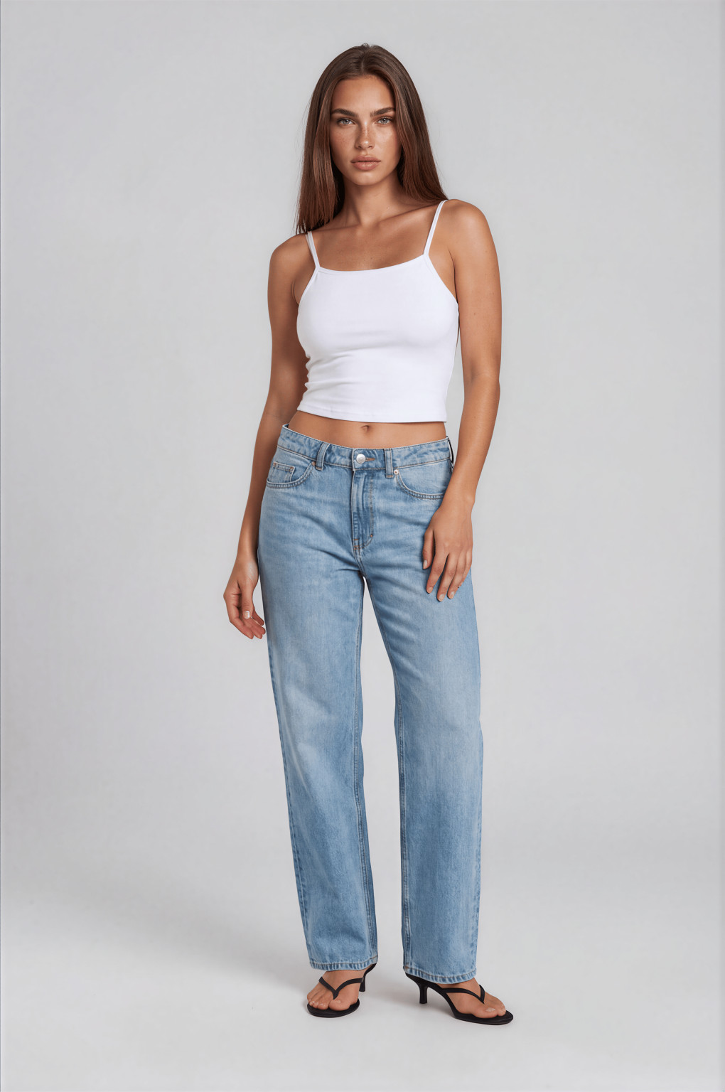 biały crop top basic