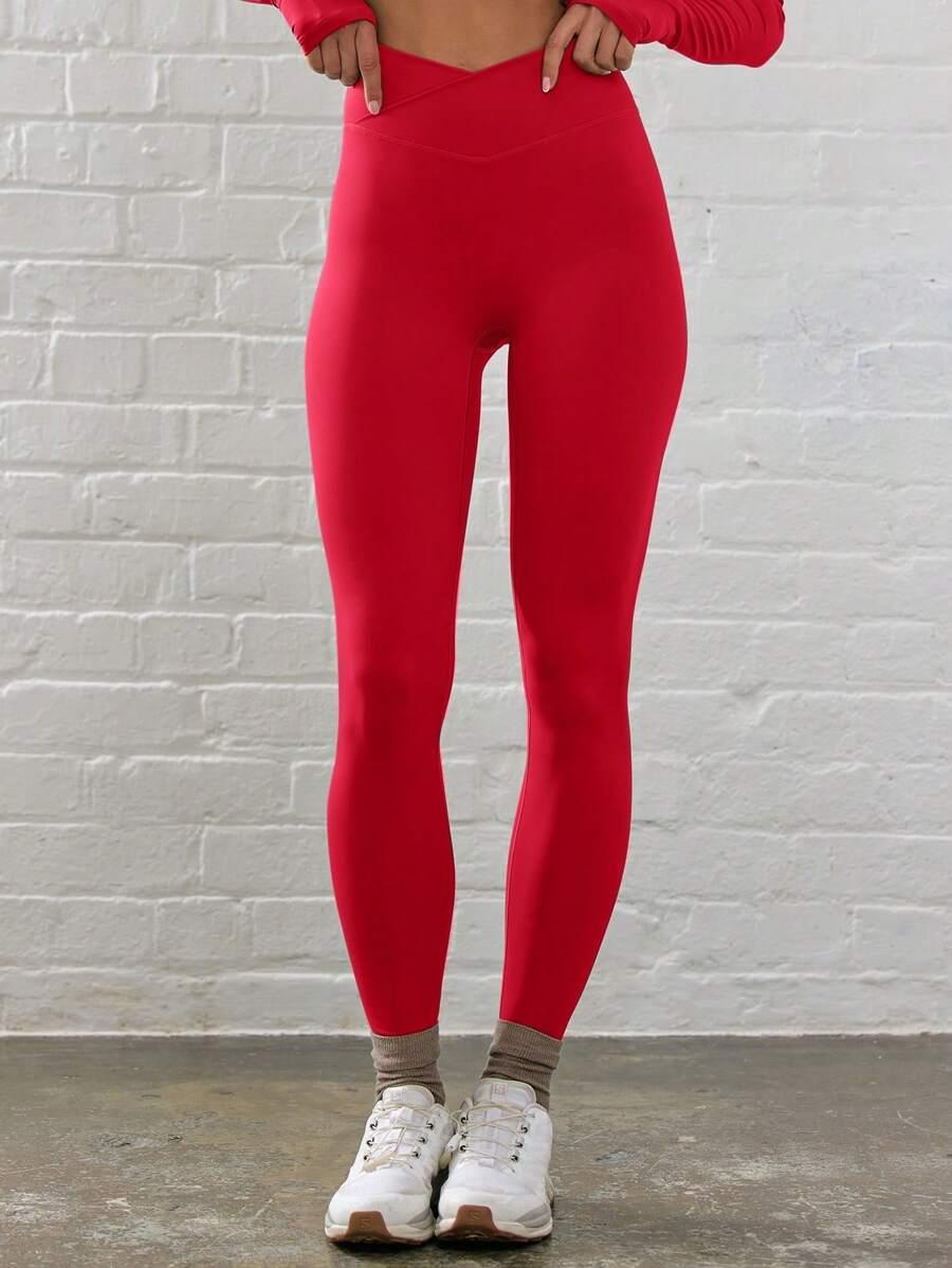 CZERWONE LEGGINSY WYSOKI STAN 