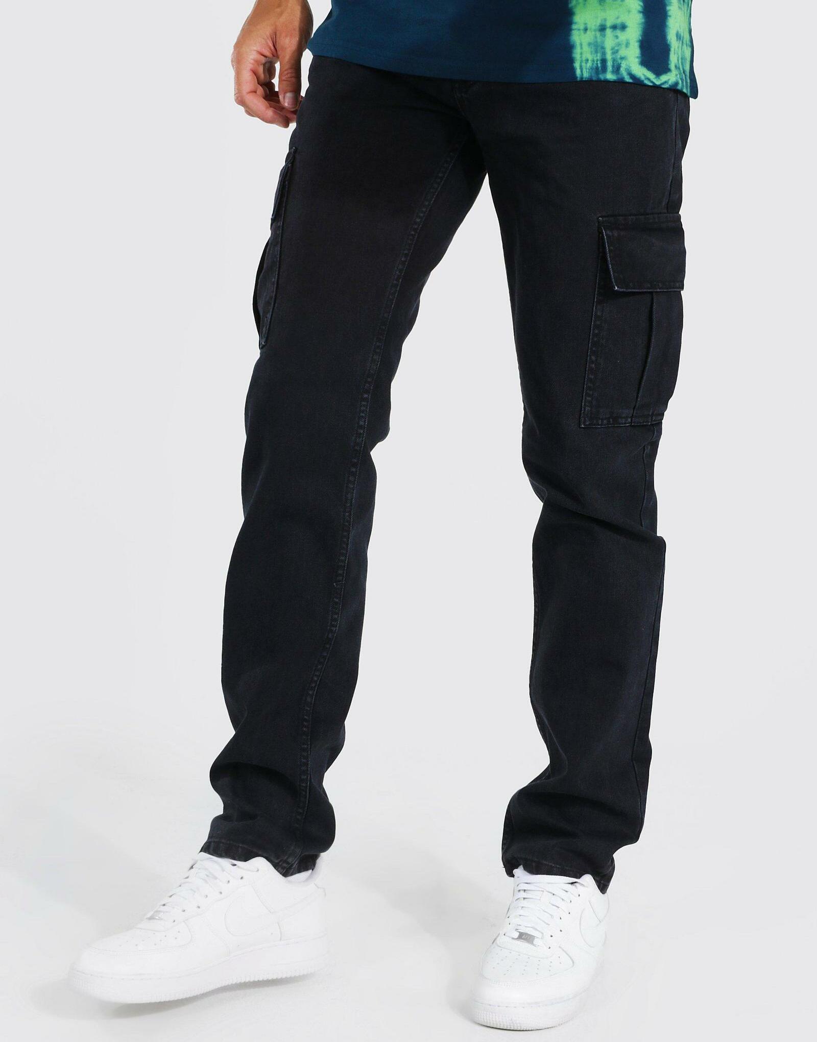 czarne proste spodnie jeans