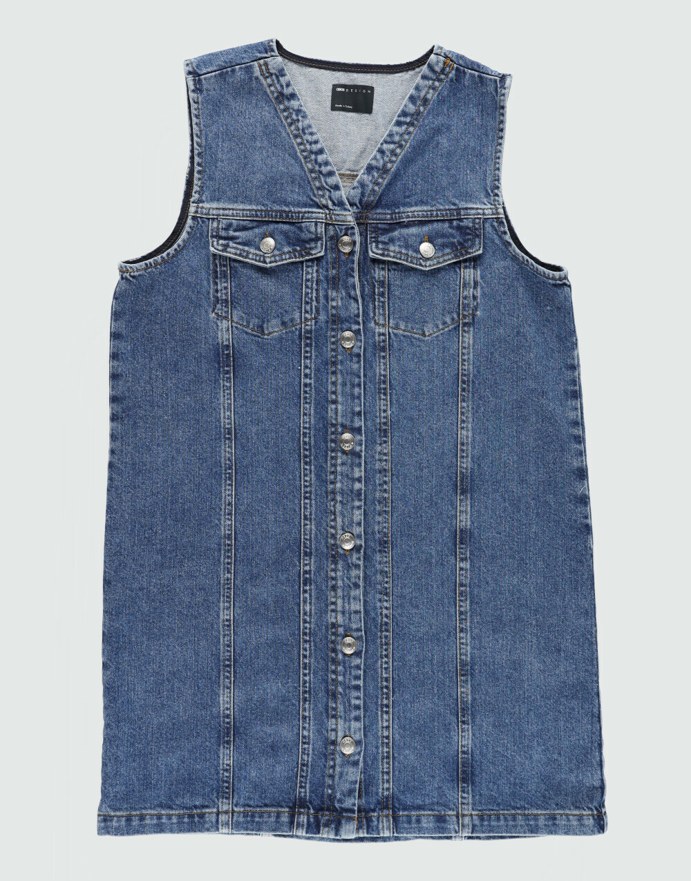 mini sukienka bez rękawów jeans v-neck guziki